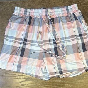 Plaid Pink and Gray Shorts
